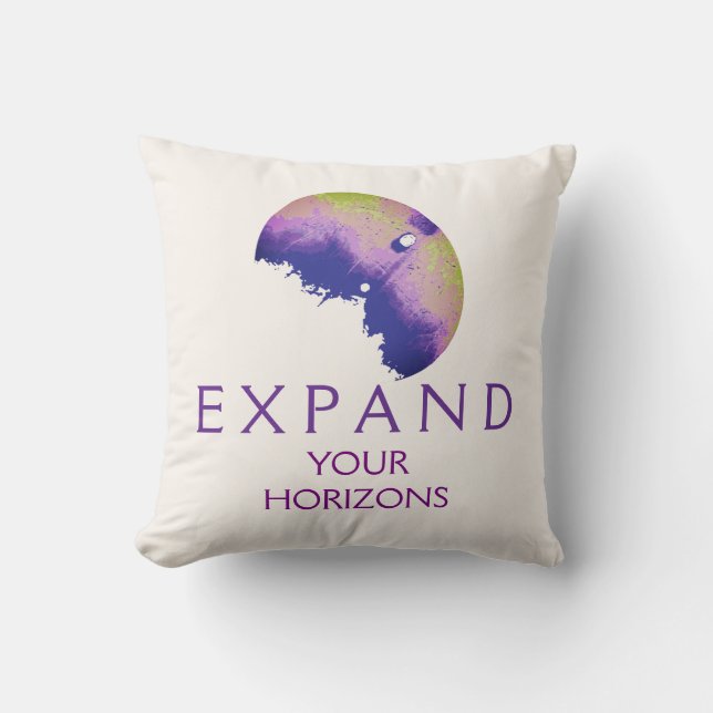 Almofada "Expanda seus horizontes" Inspiração Roxo Amarelo (Frente)