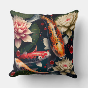 Almofada Explorando o Reino Koi: Peixe Chinês Inspirado
