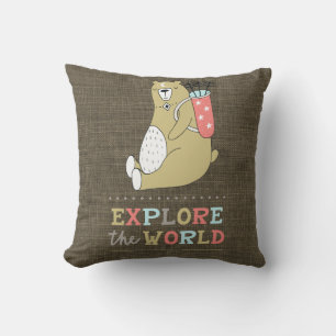 Almofada Explore as crianças do World Boho Bear