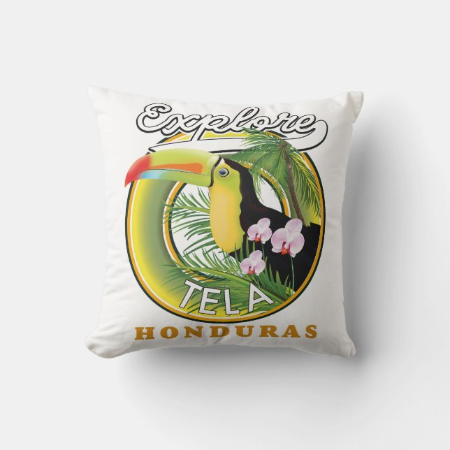 Almofada Explore logotipo de viagem Tela Honduras (Frente)