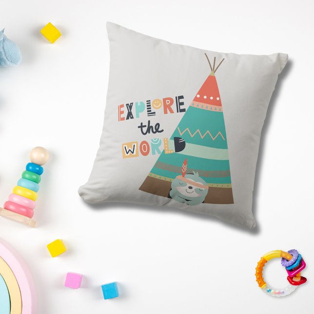 Almofada Explore o World Boho Sloth (Criador carregado)