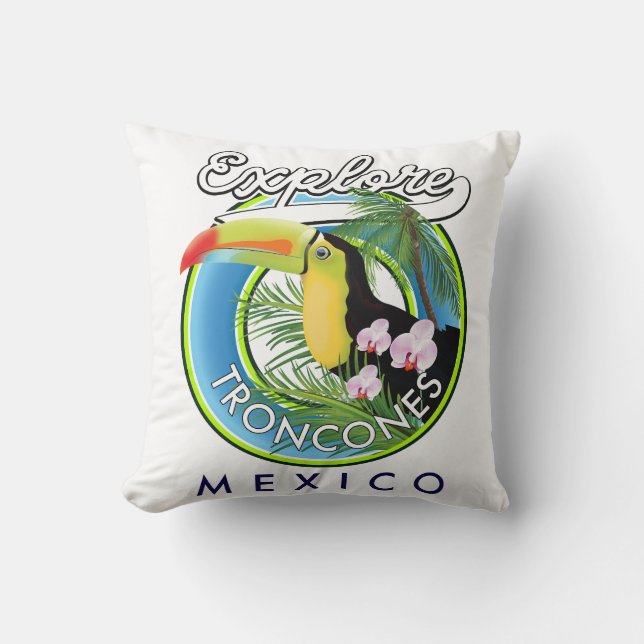 Almofada Explore Troncones México logotipo retro (Frente)