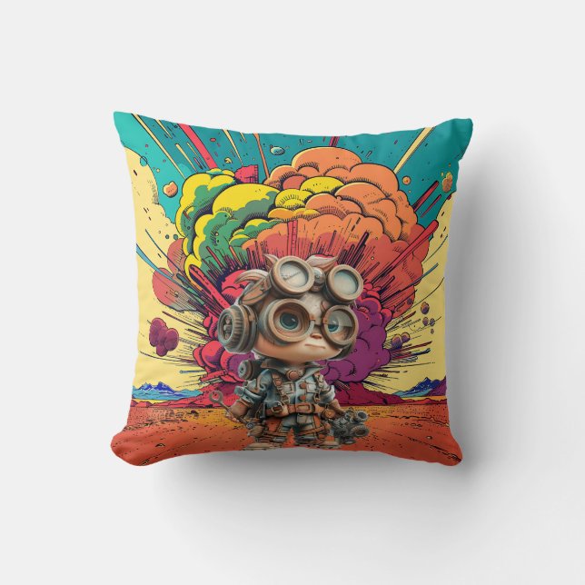 Almofada Explosão de Cartoon Mecânico Steampunk (Frente)