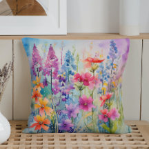 Explosão de Flores Silvestres Abstratas em Aquarel