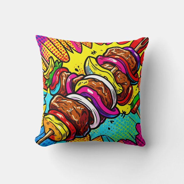 Almofada Explosão de Kebab Pop Art (Frente)