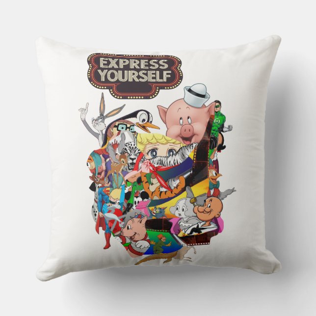Almofada Express Yourself Retro Cartoon Colagem Decorativo  (Verso)