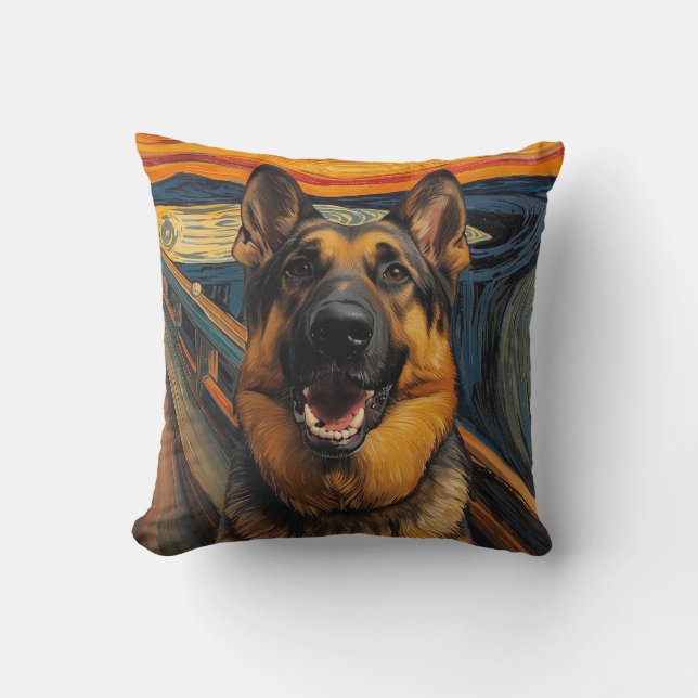 Almofada Expressionist Angst Painting German Shepherd (Frente)