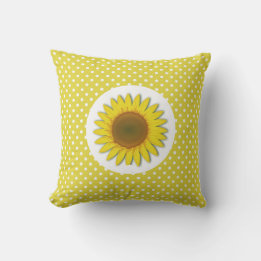 Almofada Exterior com Girassol Amarelo e Pontos