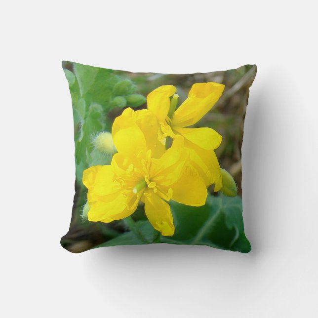 Almofada F44 Flores silvestres amarelas Mostarda selvagem (Frente)