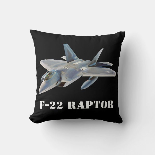 Almofada F-22 Jato de Combatente do Raptor em Preto (Frente)