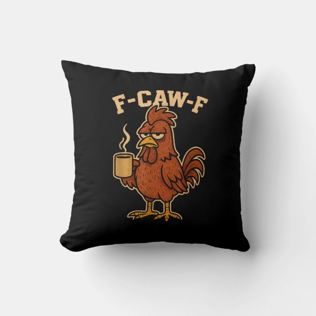 Almofada F-Caw-F Café Galo Frango Pássaro Engraçado (Frente)