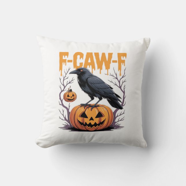 Almofada F-Caw-F Classic Halloween Raven Pumpkin Tee - Spoo (Frente)