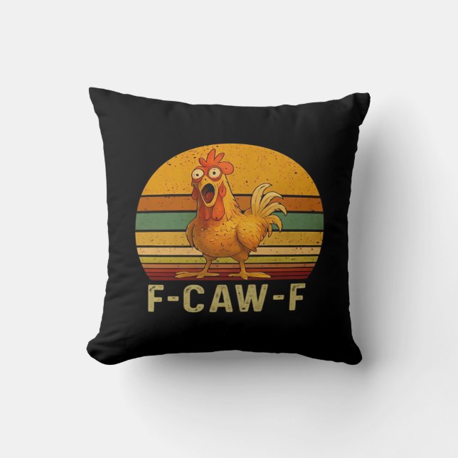 Almofada F-Caw-F Frango Gráfico Vintage Essencial (Frente)