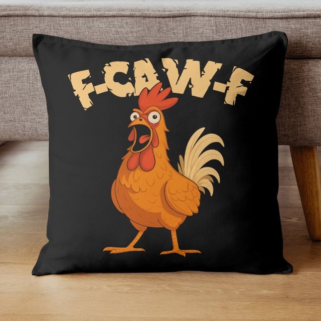 Almofada F-CAW-F! Funny Shocked Rooster Chicken (Criador carregado)