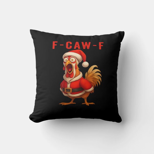 Almofada F-Caw-F Galinha de Natal Engraçada Essencial (Frente)