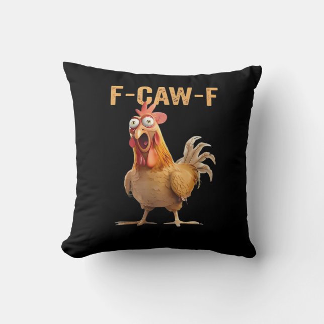 Almofada F Caw F Humor de Frango Galo Meme Clássico (Frente)