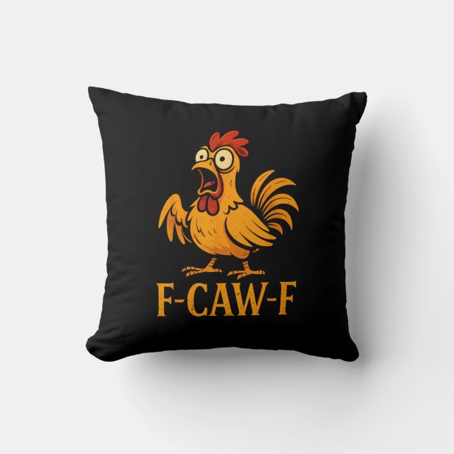 Almofada F-Caw-F Humor Engraçado de Frango Meme de Frango A (Frente)