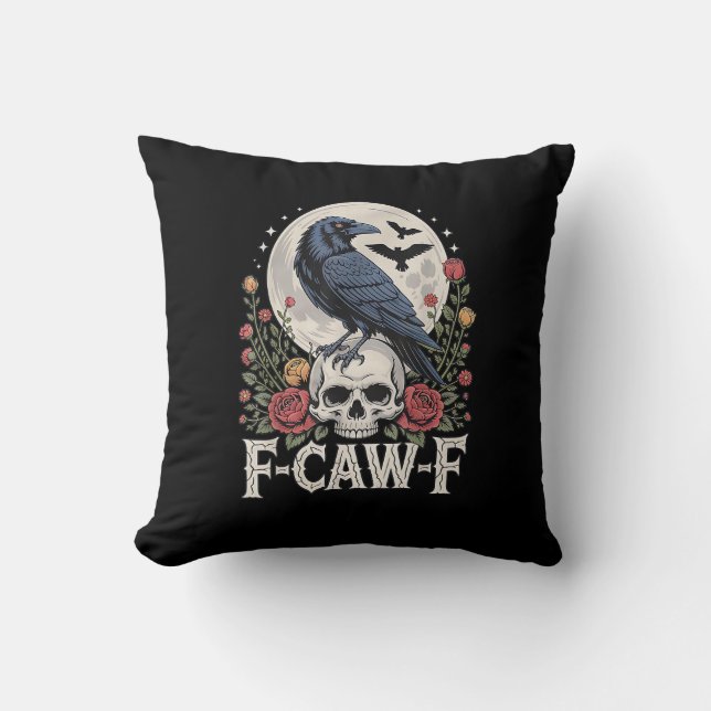 Almofada F-Caw-F Pássaro Corvo Engraçado Corvo Pássaro Croc (Frente)