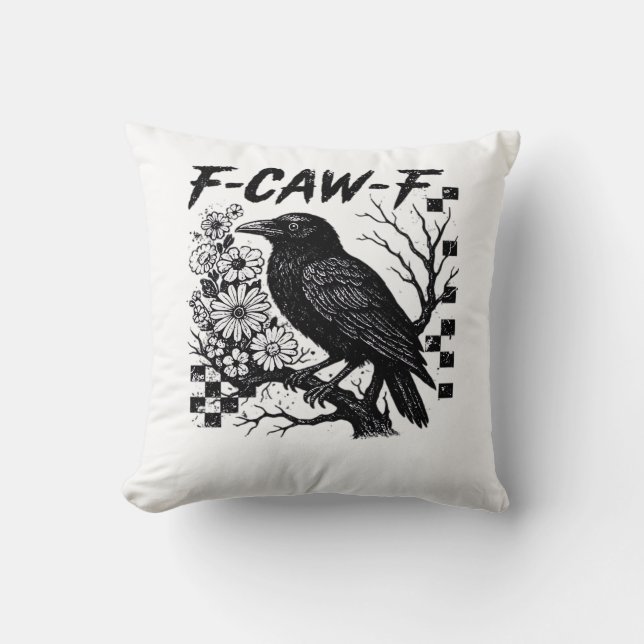 Almofada F-Caw-F Pássaro de Halloween (Frente)