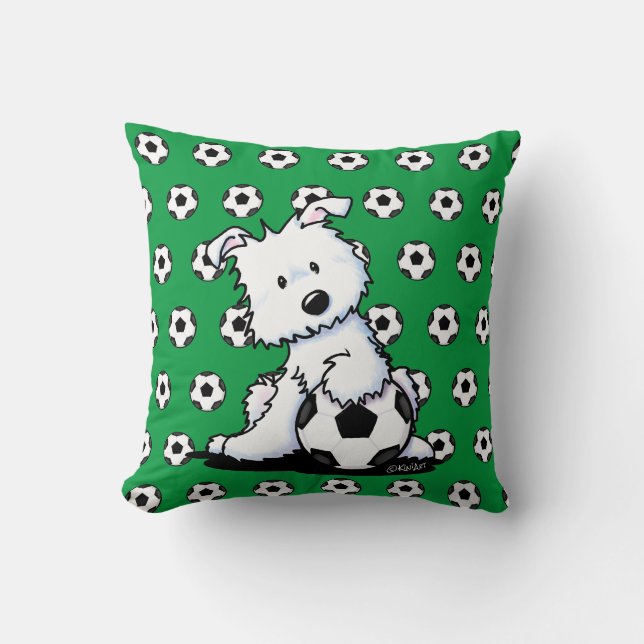 Almofada Fã de futebol Westie KiniArt (Frente)