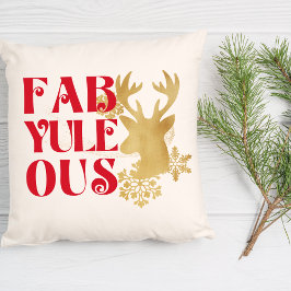 Almofada Fab-Yule-Ous Christmas Reindeer Red & Gold
