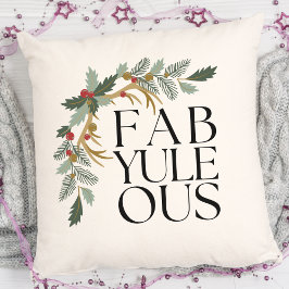 Almofada Fab-Yule-Ous Natal Moderno Verde, Vermelho e Doura