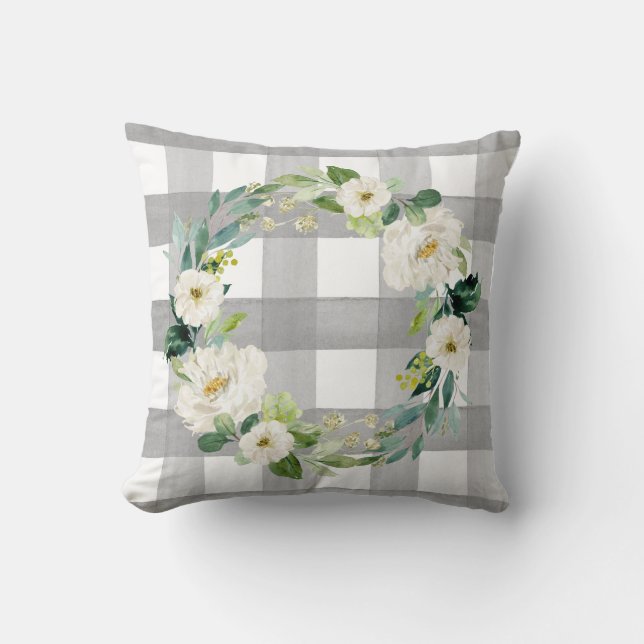 Almofada Fábrica Rústica Buffalo Cheque Cinza de Algodão Fl (Frente)