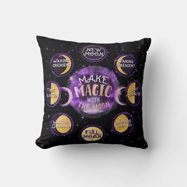 Almofada Faça Magia Com Os Ciclos Lunares Fases Da Lua (Frente)