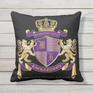 Almofada Faça seu próprio emblema do leão do monograma d