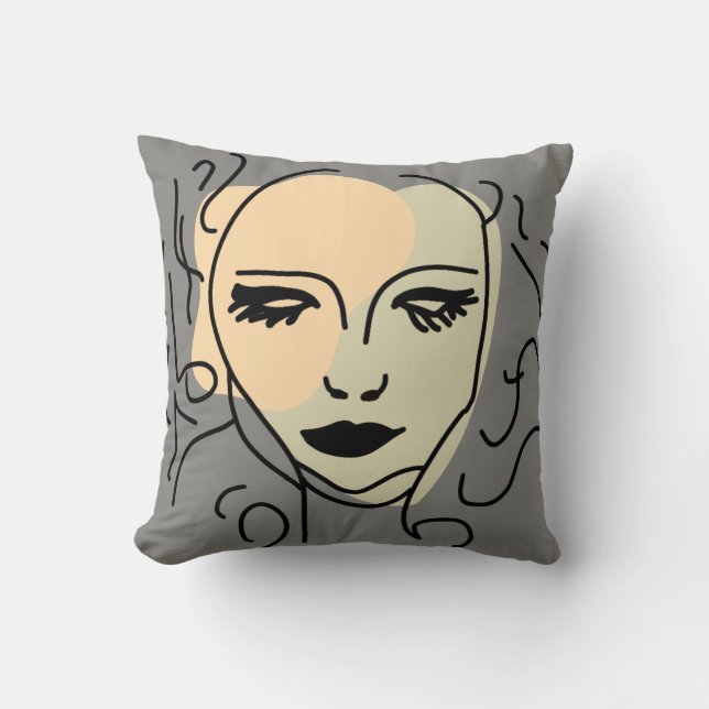 Almofada Face Minimalista de Reflexão Silenciosa (Frente)