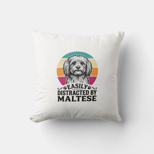 Almofada Facilmente Distraído Pelo Design de Cachorro Vinta (Frente)