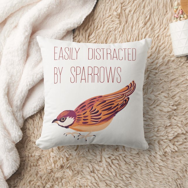 Almofada Facilmente distraído por Sparrows (Cobertor)