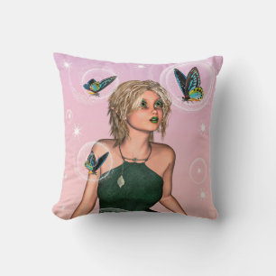 Almofada Fada Borboleta Brilhante Arte de Fantasia