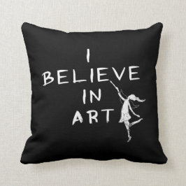 Almofada Fada da arte: Eu acredito na arte (o preto)