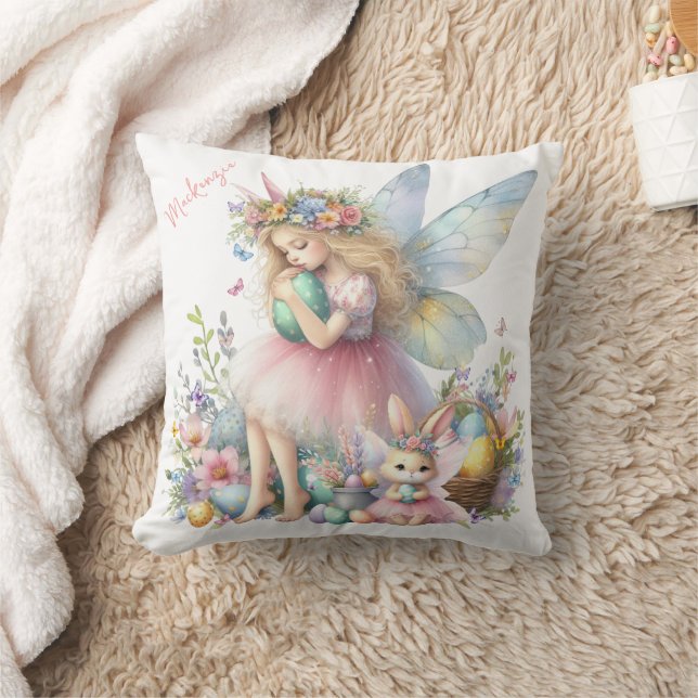 Almofada Fada de Primavera de Páscoa de de Aquarela (Cobertor)