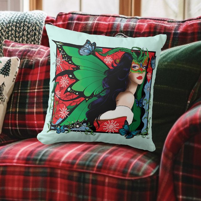 Almofada Fada de Solstício Verde Vermelho (Criador carregado)