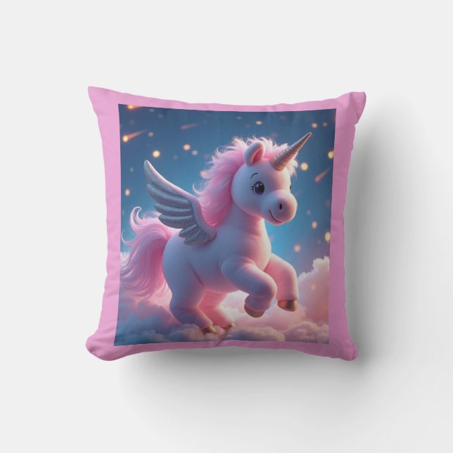 Almofada Fada Fada Fácil Bebê Unicorn rosa com Fantasia Esp (Frente)