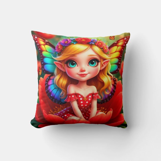 Almofada Fada Princesa Fantasia Floral Quarto Infantil Fofo (Frente)