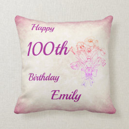 Almofada Fada roxa bonito 100th da flor do estilo do