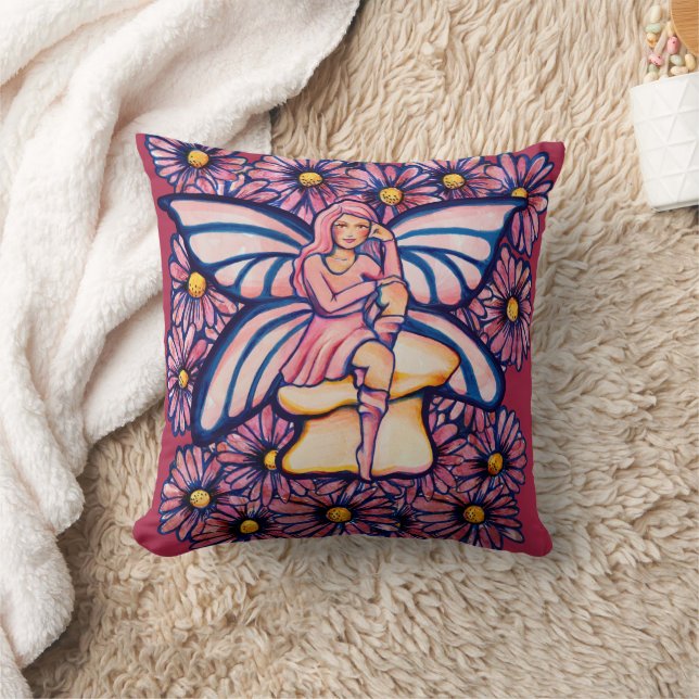 Almofada Fadas de Artes de Cogumelos Fadas, Rosa, Bonitas (Cobertor)