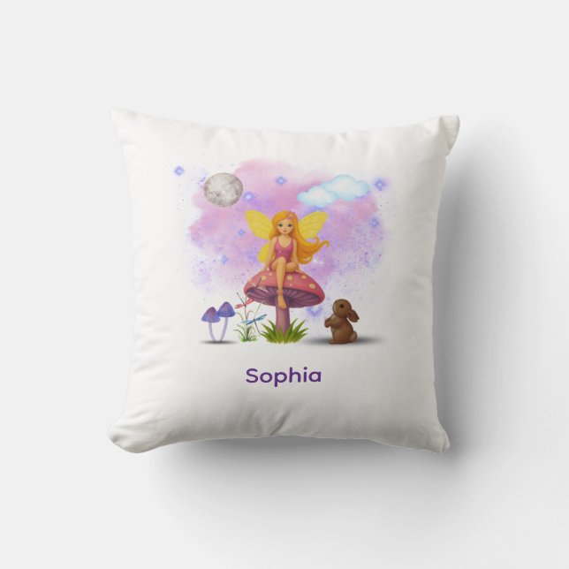 Almofada Fairy Garden Throw Pillow Birthday Gift (Frente)