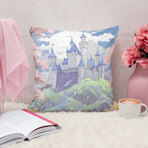 Almofada Fairytale Castle Primavera Pastel Watercolor