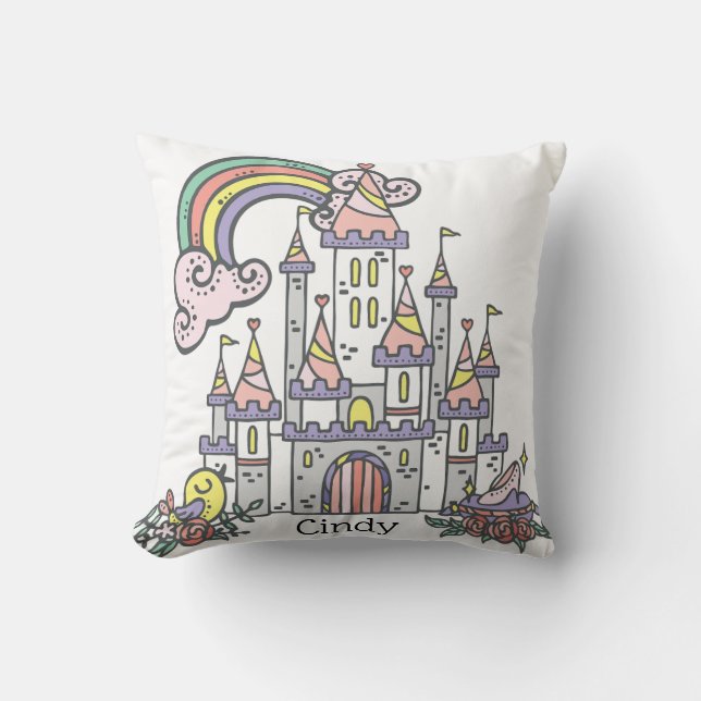 Almofada Fairytale Castle Princess Custom Name (Frente)