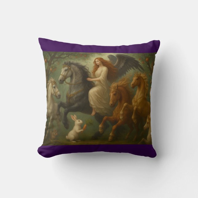 Almofada Fairytale Horses and Angel Throw Pillow (Frente)