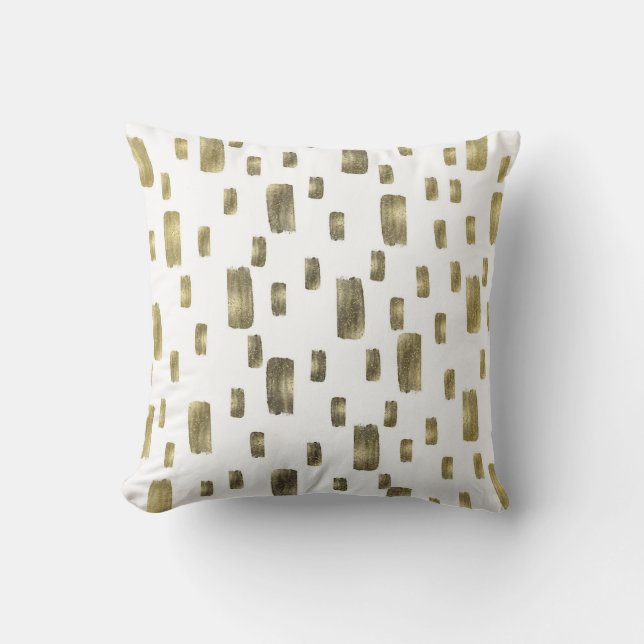 Almofada Faísca de Bronze Dourado Pincel de Tinta Moderna (Frente)