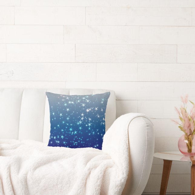 Almofada Faíscas de Natal Estrelas Céu Azul (Sofá)