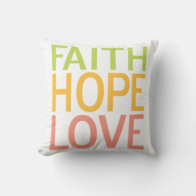 Almofada Faith Hope Amor Travesseiro Cristão Inspirador (Frente)