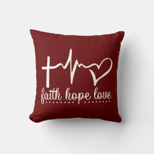 Almofada Faith Hope Love Heartbeat
