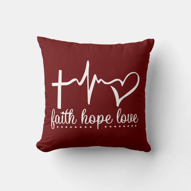 Almofada Faith Hope Love Heartbeat (Frente)