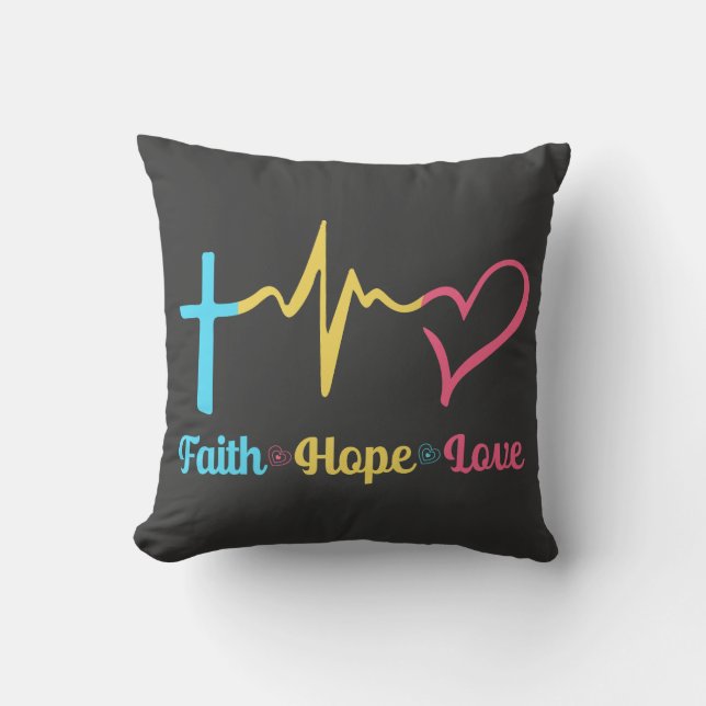 Almofada Faith Hope Love Hearts (Frente)
